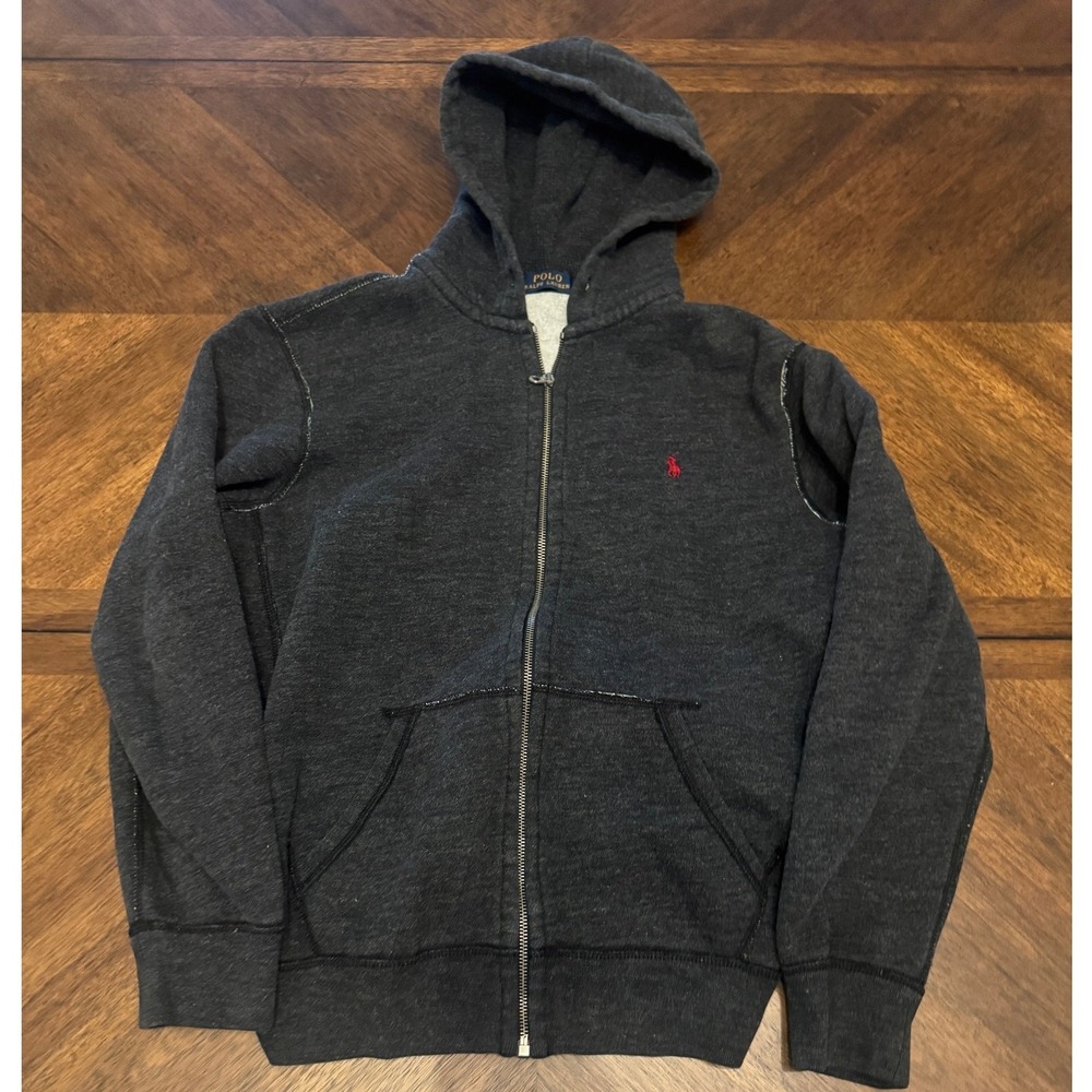 Polo Ralph Lauren Mens Full Zip Hoodie Charcoal Grey Heather Fleece L Large |O1